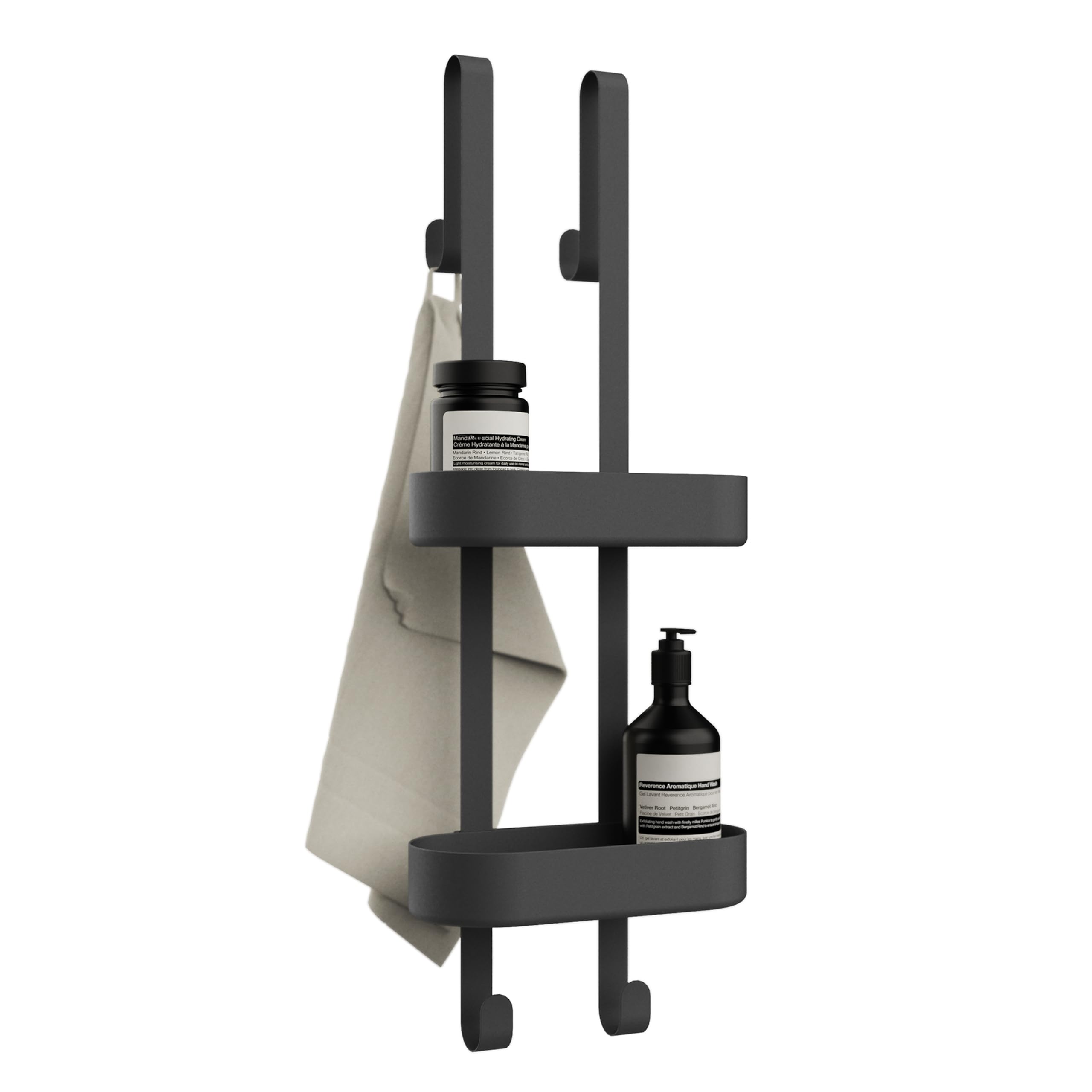 Bamodi 2-Tier Adjustable Over Door Shower Caddy – Rust-Free Black Plastic
