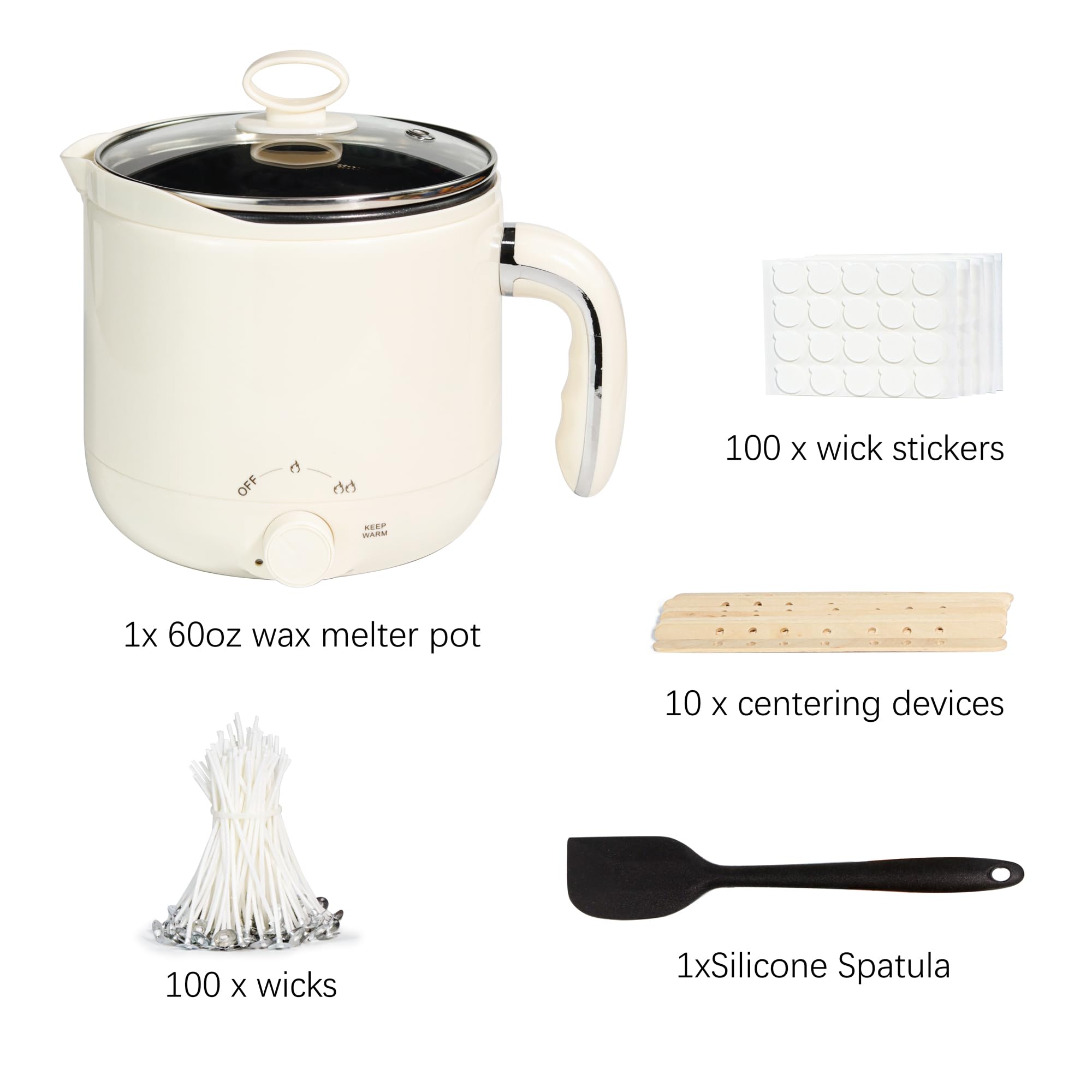 Jolof Store 1.8L Electric Wax Melter Kit for Candle Making - 60oz Capacity