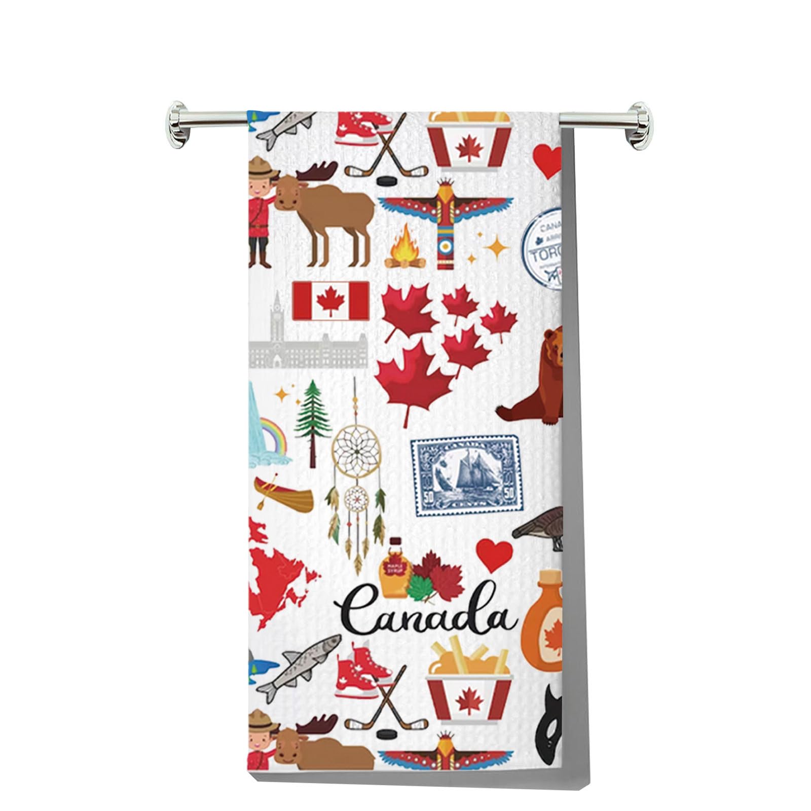 Jolof Store Canada Kitchen Towel – Waffle Weave Maple Leaf Dish Cloth