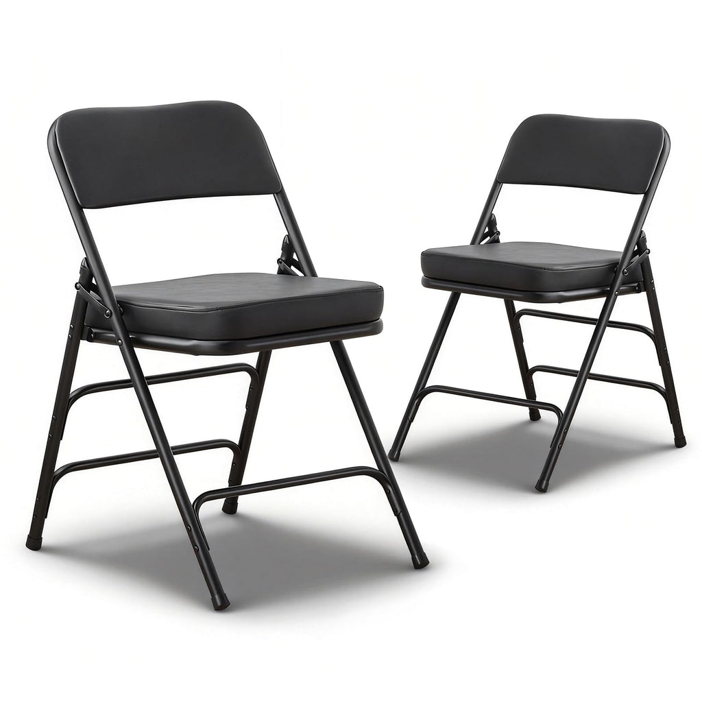 CHAIRABLE Padded Folding Chairs with Thick Cushion, 2 Pack Black - image 1