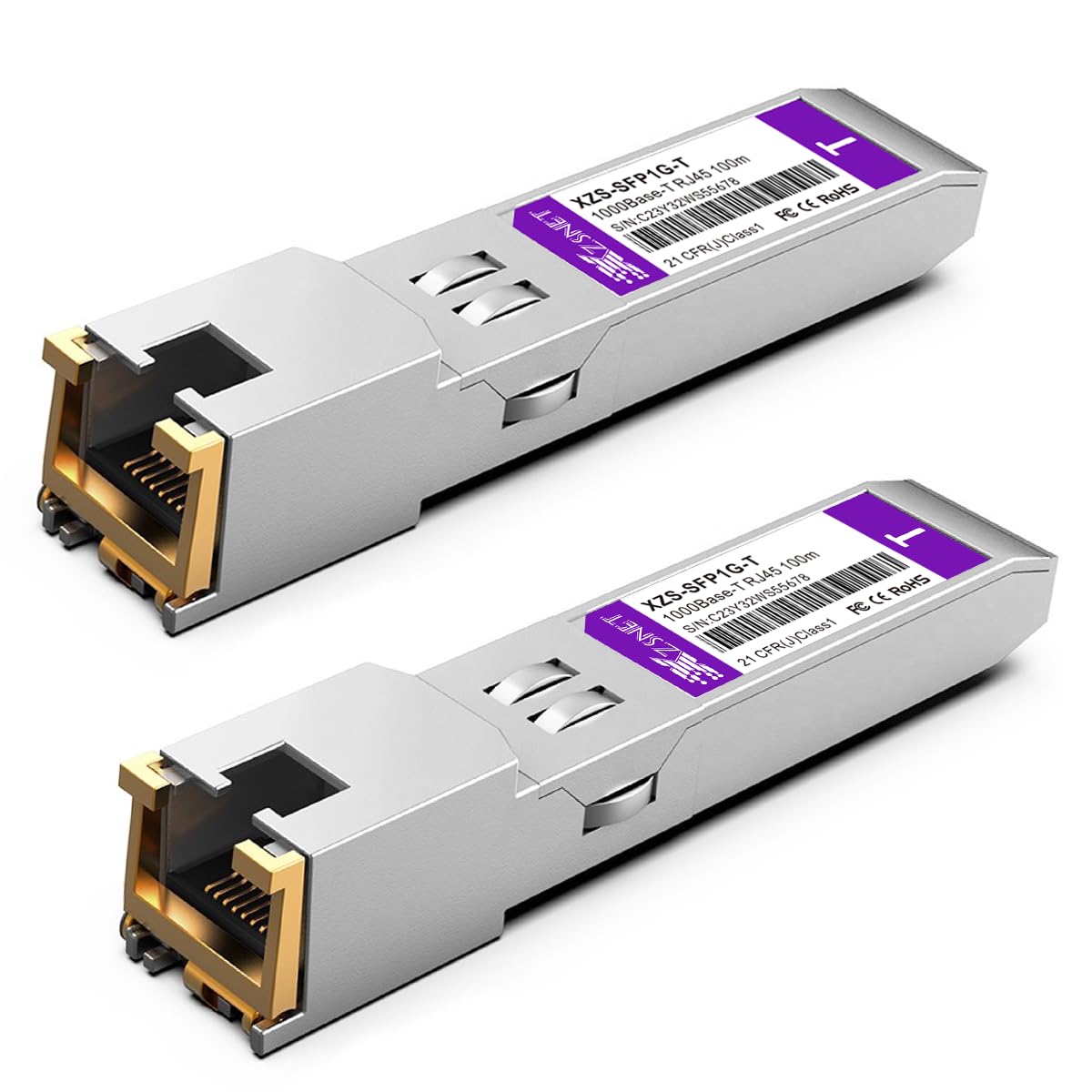 XZSNET 1000BASE-T SFP to RJ45 Copper Ethernet Module - 2 Pack