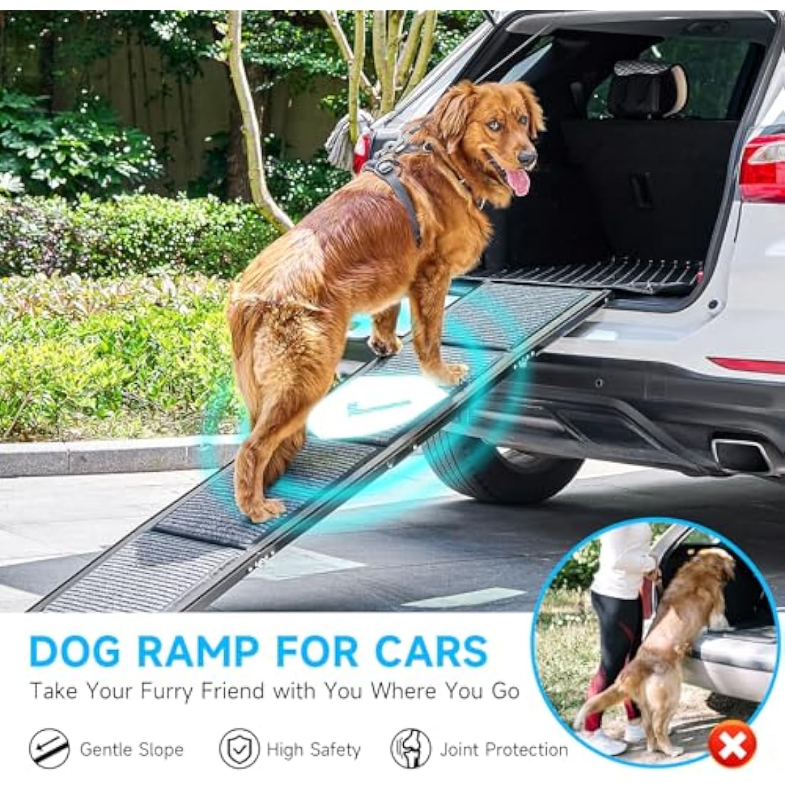CO-Z 170cm Folding Dog Car Ramp | Non-Slip Aluminum Pet Ramp for Large Dogs