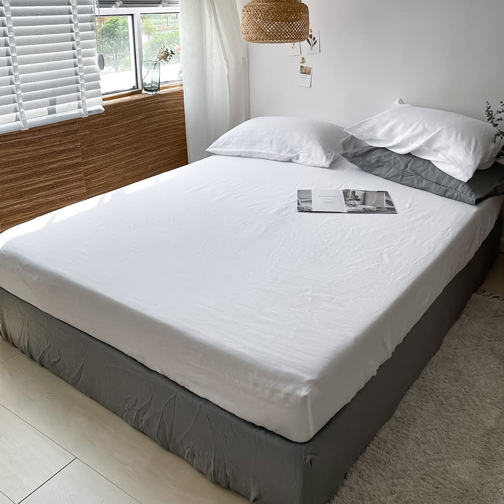 Simple&Opulence 100% Pure Linen Fitted Sheet | 35cm Deep Pocket - King