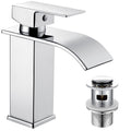 Peppermint Waterfall Basin Mixer Tap – Stainless Steel with Pop-up Waste