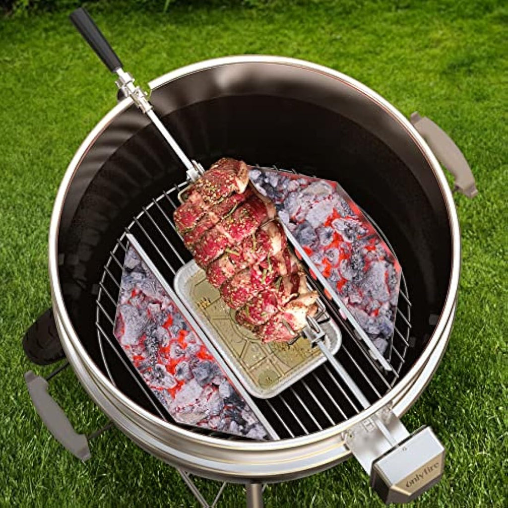 Onlyfire Stainless Steel Rotisserie Kit for Weber 22-inch Kettle Grills