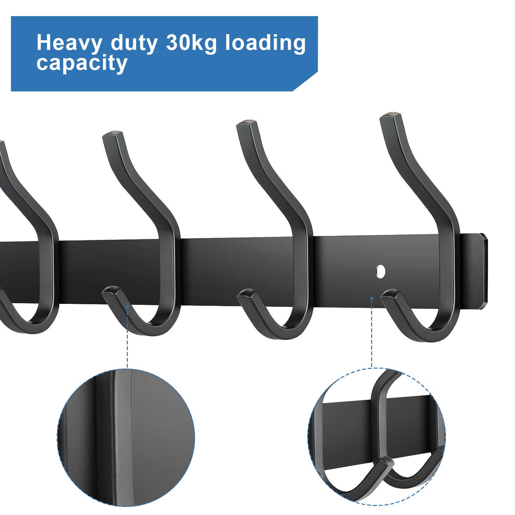 MEIJO Coat Hooks Wall Mounted, Coat Rack Wall Mounted Stainless Steel with 6 Hooks Heavy Duty Coat Hooks for Door, Bedroom, Bathroom, Kitchen - image 5