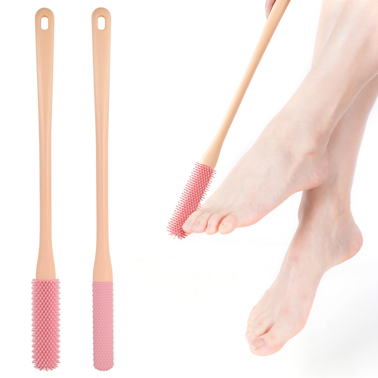 Jolof Store Silicone Foot Wash Brush - 2 Pack Long Handle Shower Scrubber