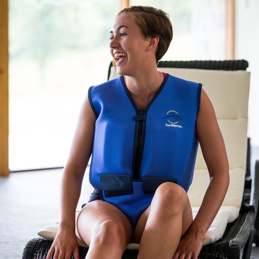 Konfidence Adult Swim Jacket | Neoprene Buoyancy Vest - Blue/Yellow