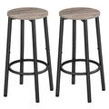 HOOBRO Round Bar Stools Set of 2 | Industrial Greige Kitchen Pub Chairs