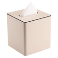 KINGFOM PU Leather Cube Tissue Box Cover | Beige Square Holder