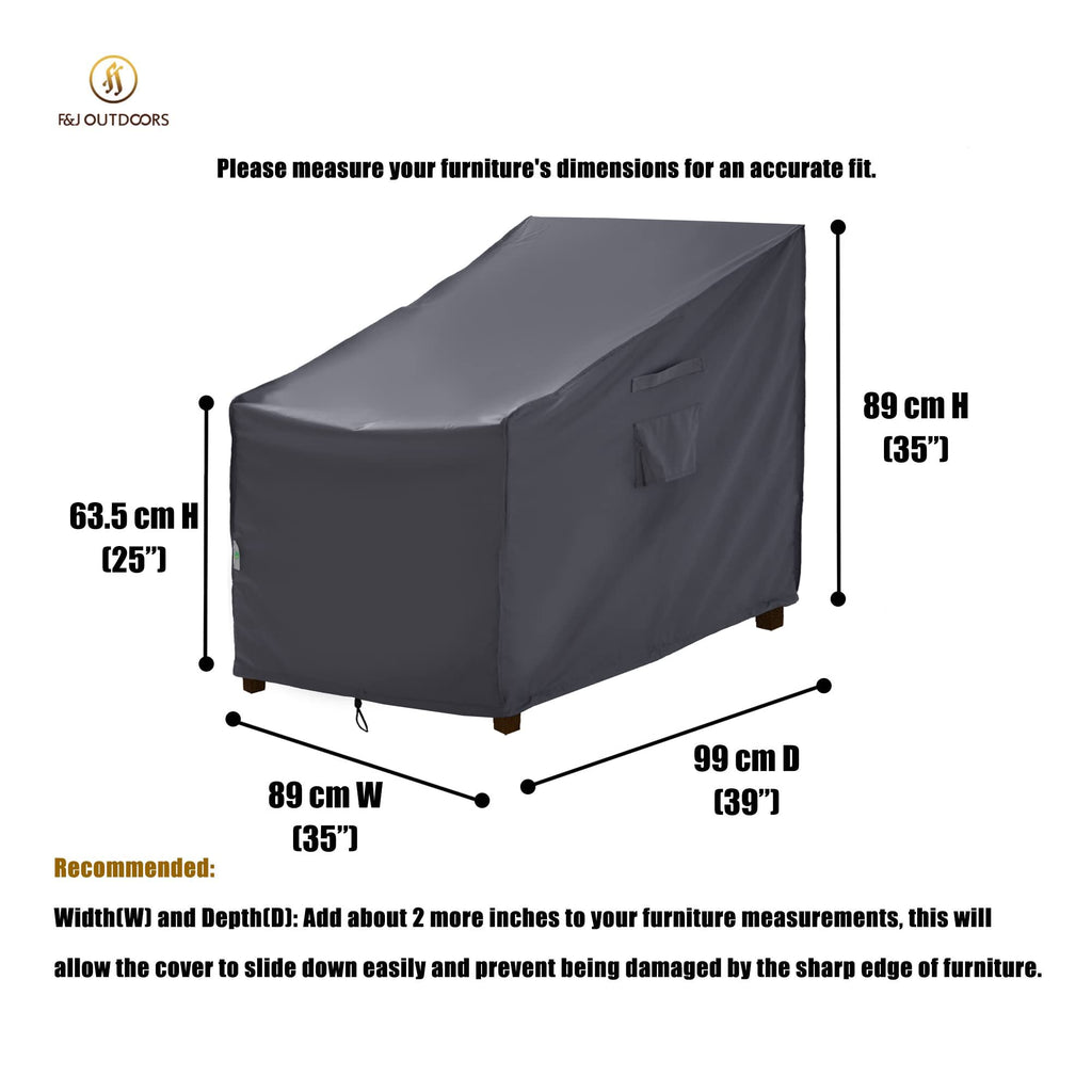 F&J Outdoors Waterproof Garden Chair Covers, 2-Pack UV Resistant Grey