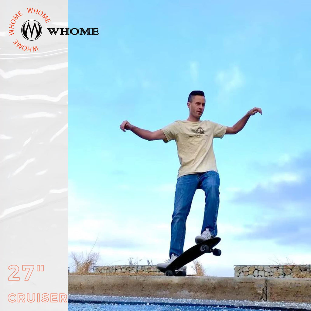WHOME 27'' Cruiser Skateboard Complete – Retro Plastic Deck for All Ages