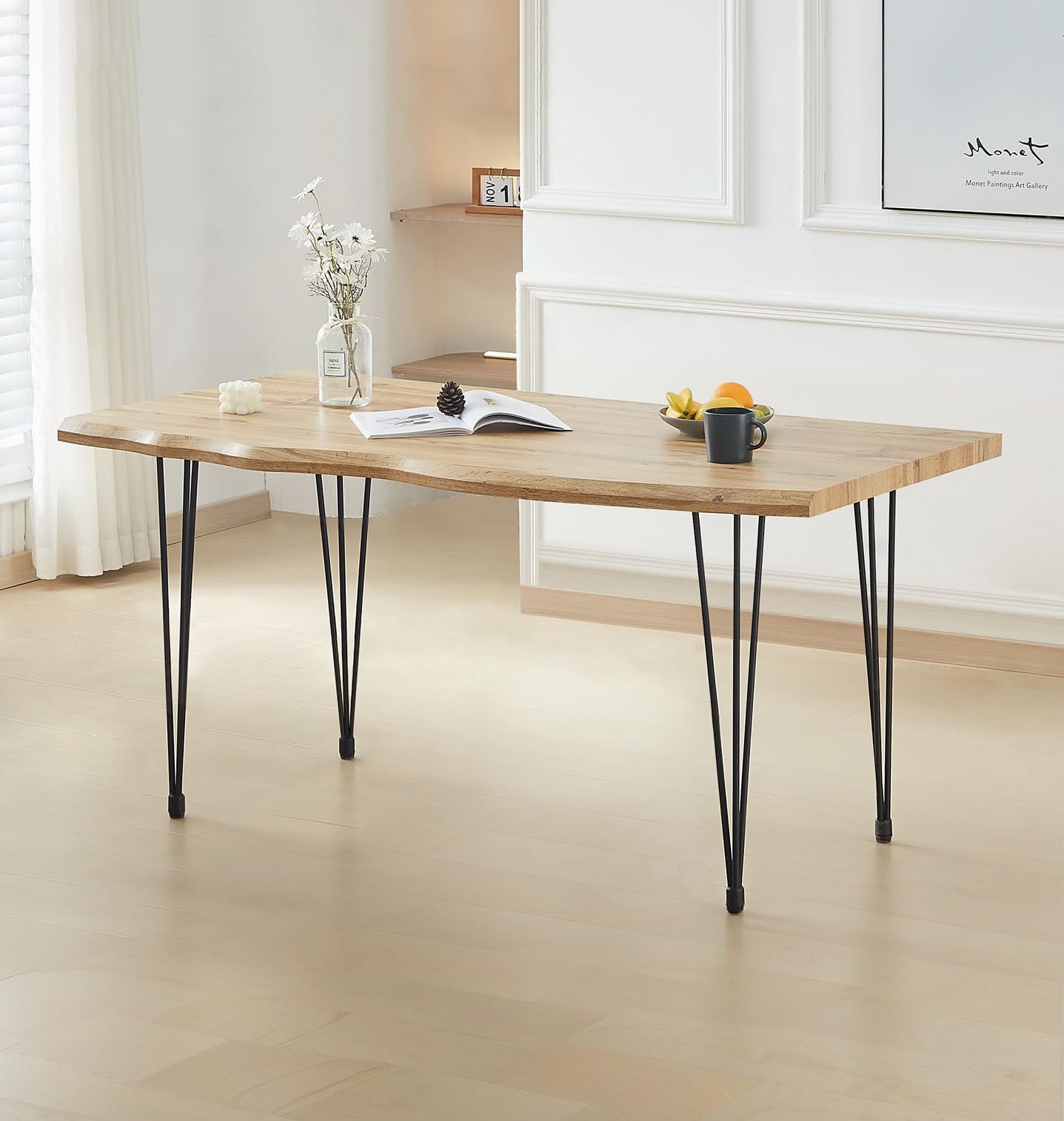 Hallowood Furniture Cullompton 4-6 Seater Live Edge Industrial Dining Table