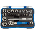 Draper 1/4" Metric Socket Set - 25 Piece Chrome Vanadium Ratchet