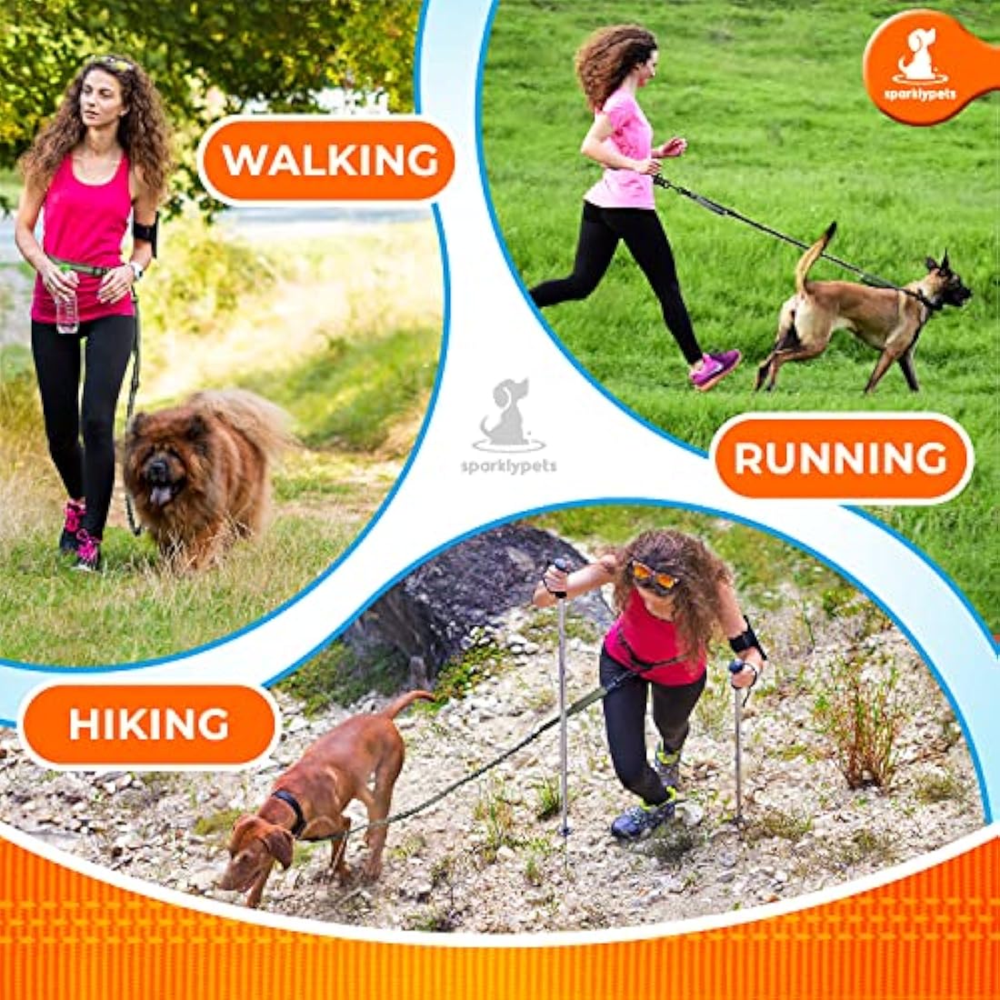 SparklyPets Hands-Free Dog Lead – Reflective Bungee Leash for Large Dogs