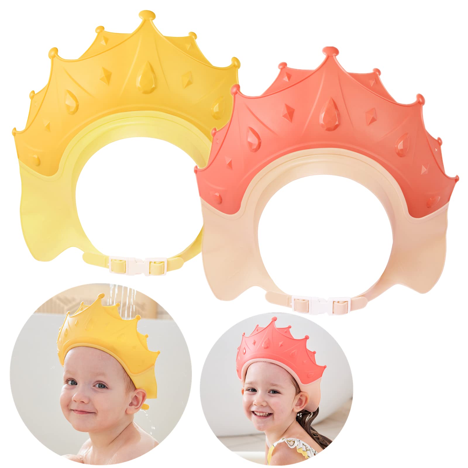 FUSACONY 2-Pack Baby Shower Cap | Crown Shampoo Shield for Kids