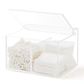 WORHE Acrylic Qtip Holder & Cotton Swab Dispenser | 2-Section Bathroom Box