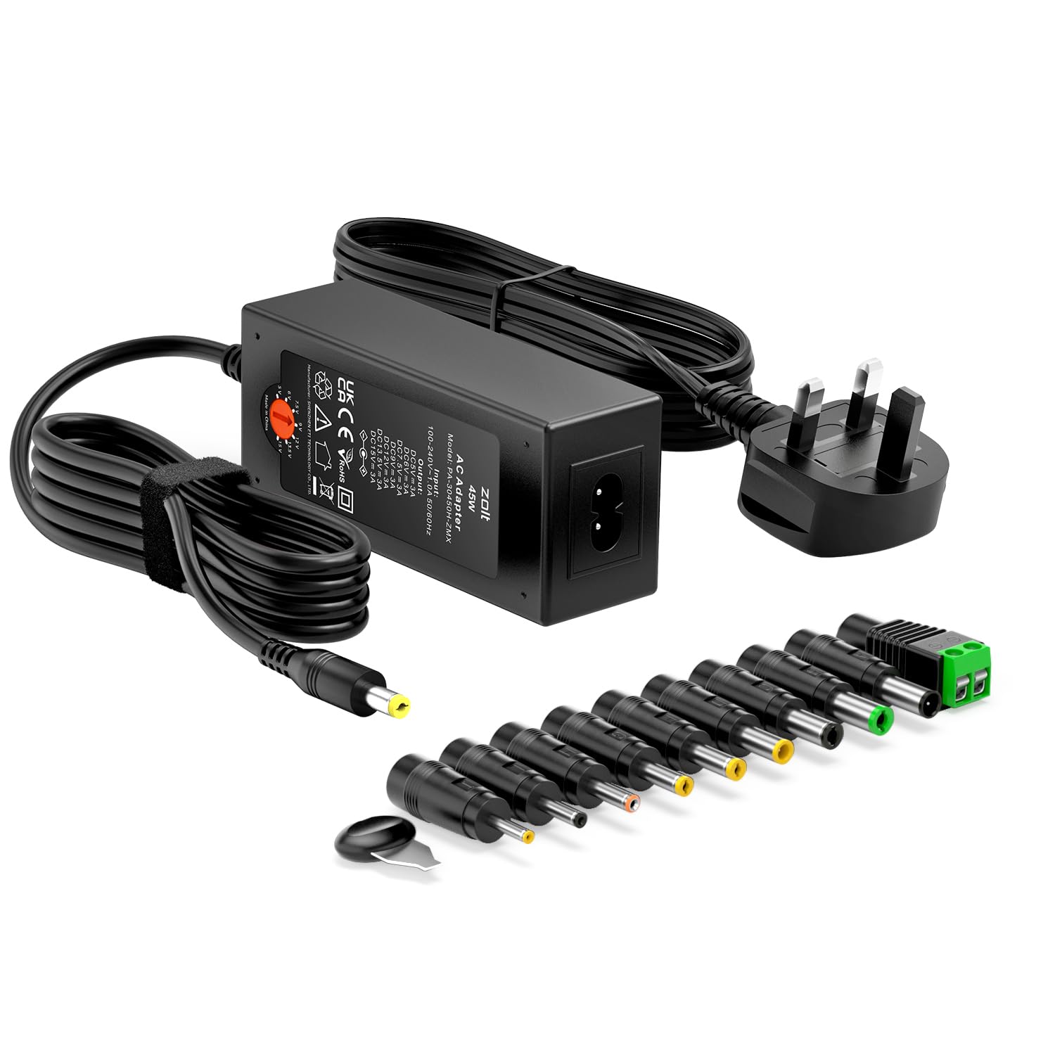 Zolt 45W Universal AC DC Power Adapter | 5V-15V Multi-Voltage Transformer