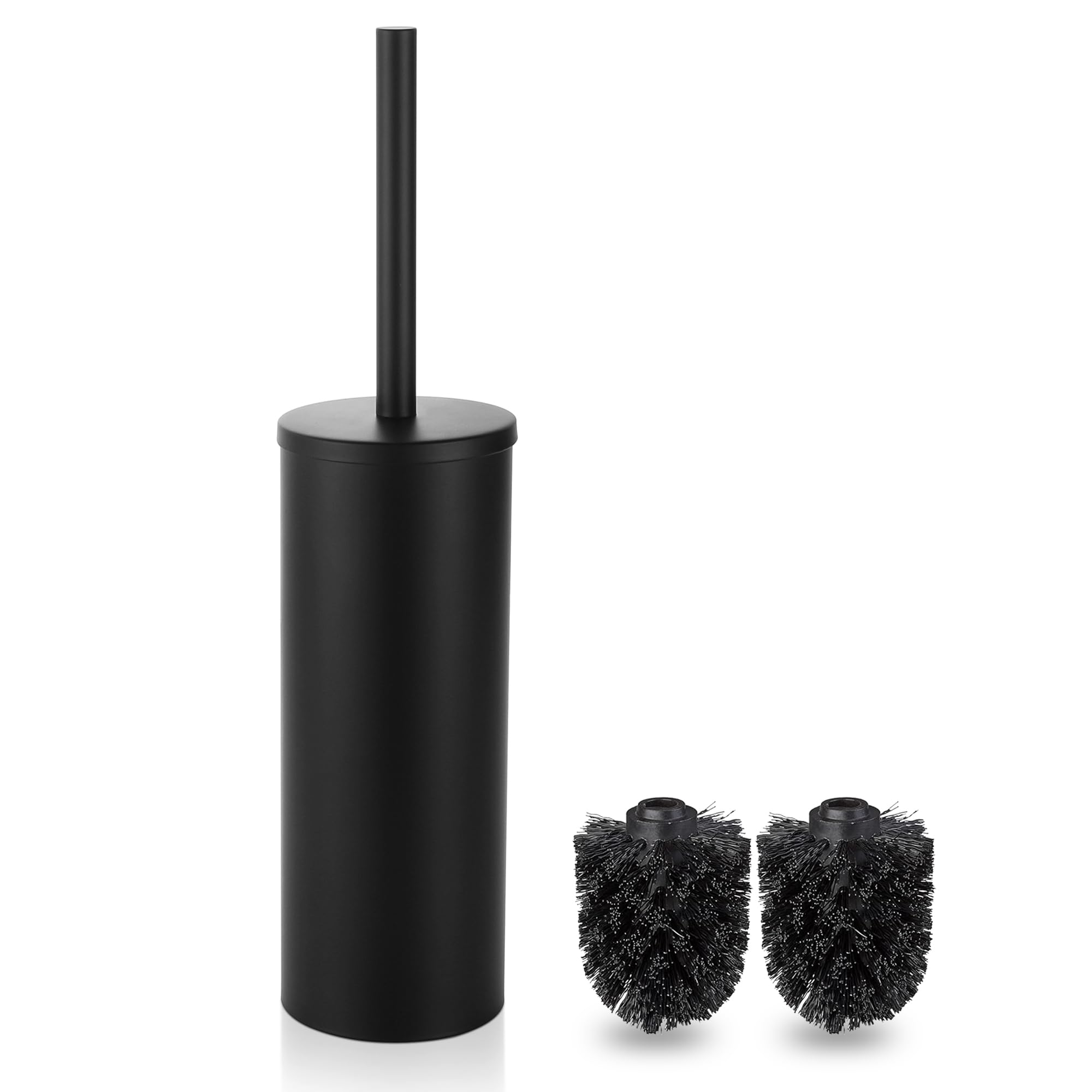 Jolof Store Toilet Brush and Holder | Stainless Steel Base, Black