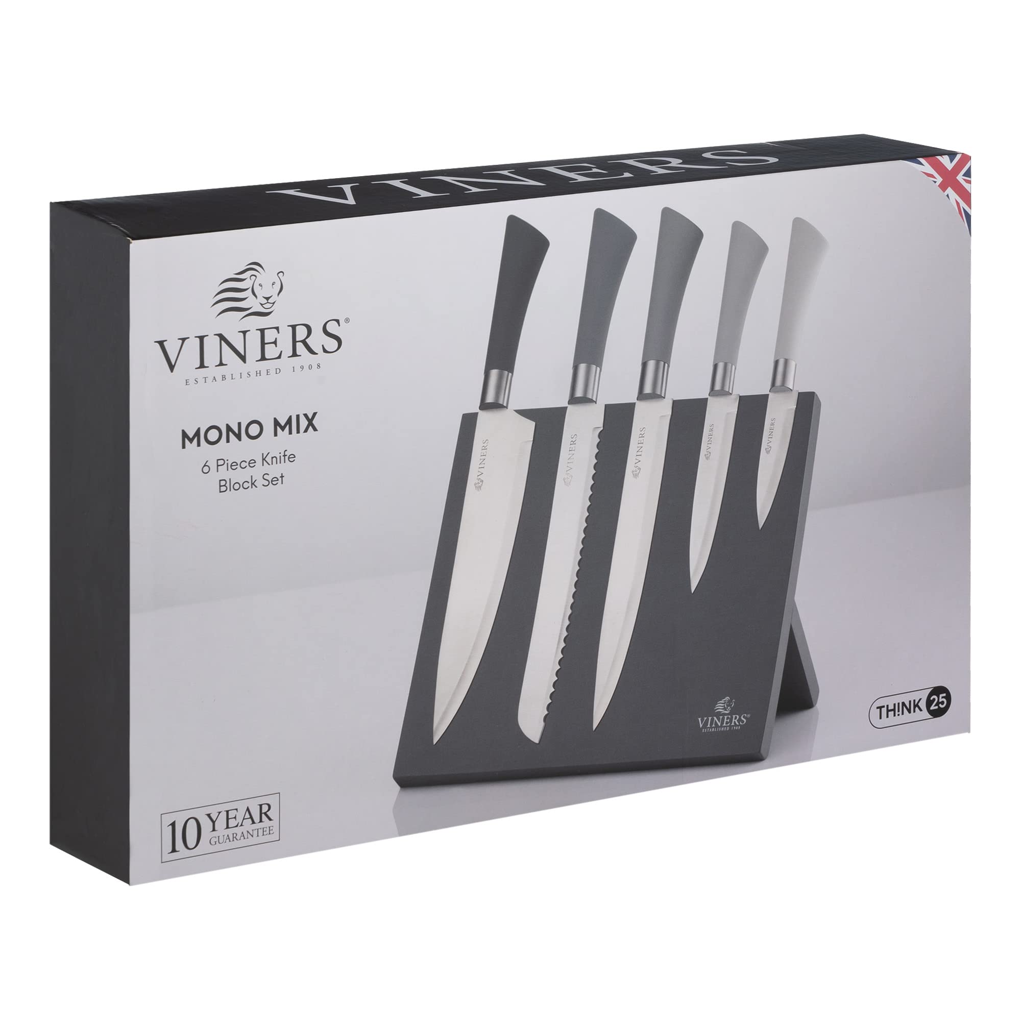 Viners Mono Mix 6-Piece Knife Block Set – Stainless Steel Kitchen Knives