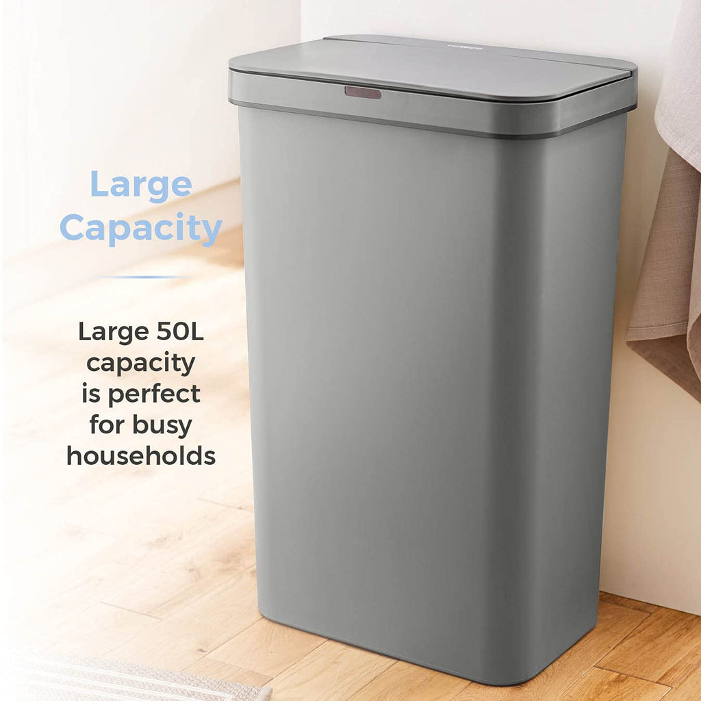 Tower 50L Sensor Bin – Automatic Battery-Operated Waste Bin, Grey
