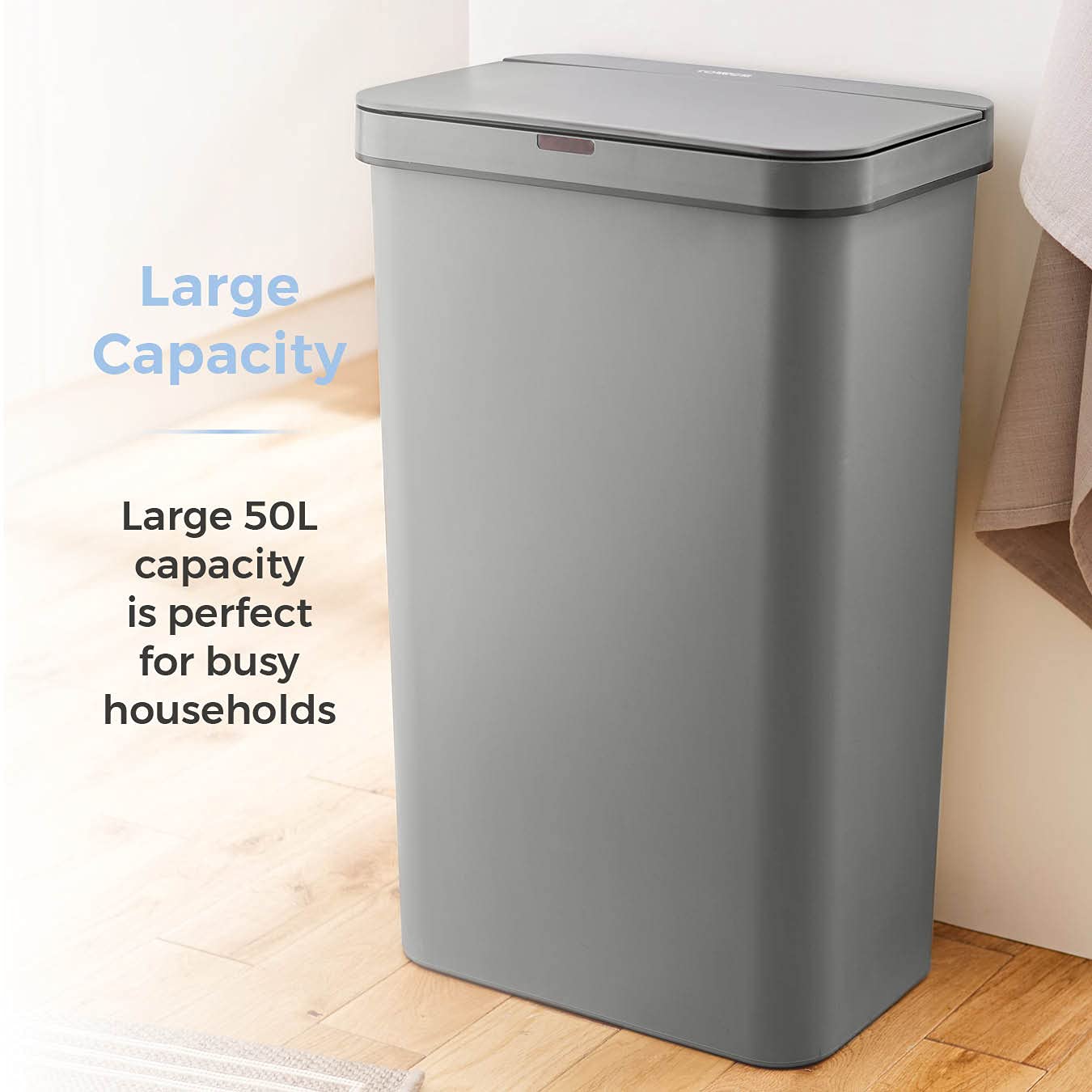 Tower 50L Sensor Bin – Automatic Battery-Operated Waste Bin, Grey