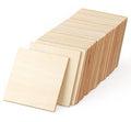 Jolof Store 50 Pcs Unfinished Wood Squares - 10x10cm Natural Blank Slices