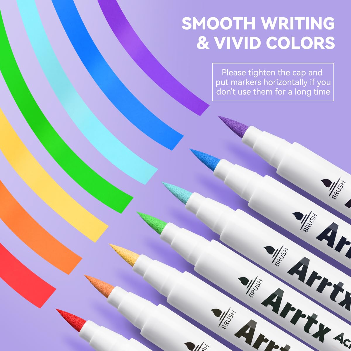Arrtx Acrylic Paint Pens | 30 Vibrant Colors Brush Tip Markers for Rock Art