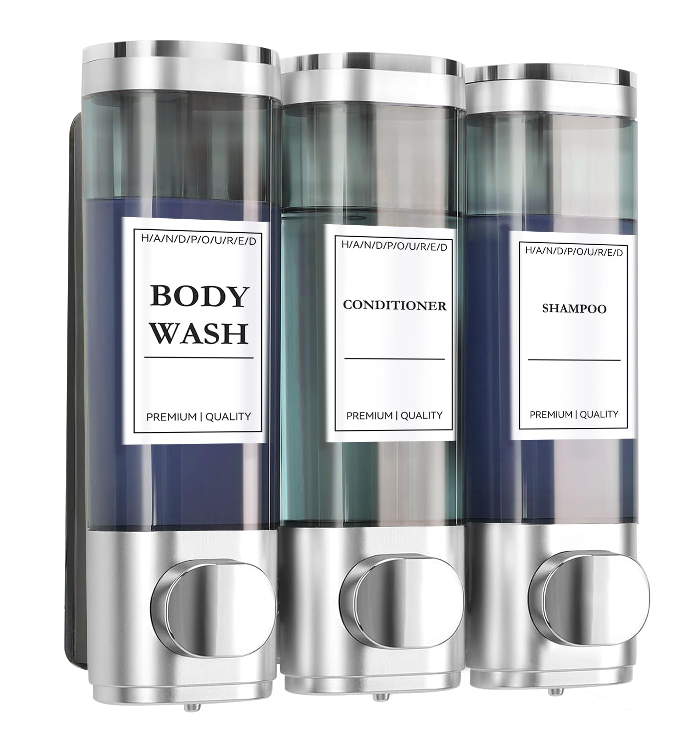 Kazaigou 3-Chamber Shower Dispenser | No-Drill Wall Mounted ABS Pump