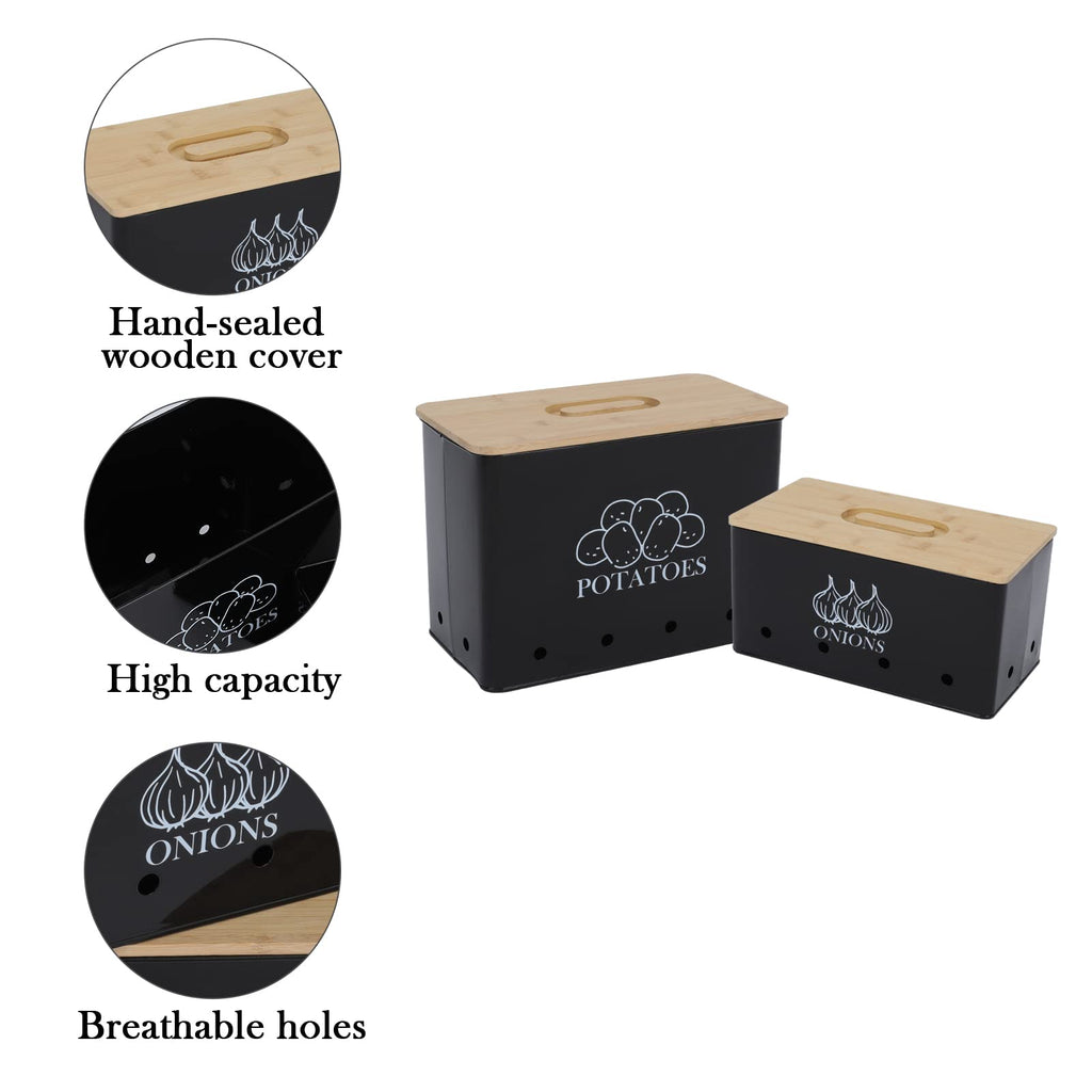Xbopetda Potato and Onion Storage Bin Set – Metal Kitchen Canisters