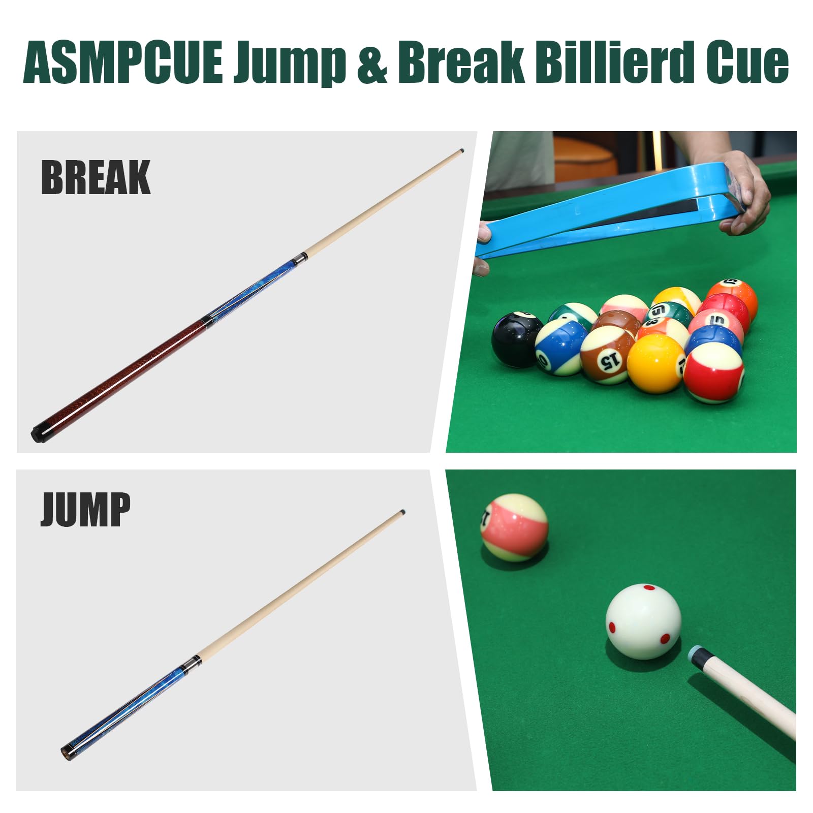 ASMPCUE 3-in-1 Jump Break Pool Cue | Carbon Fiber & Canadian Maple