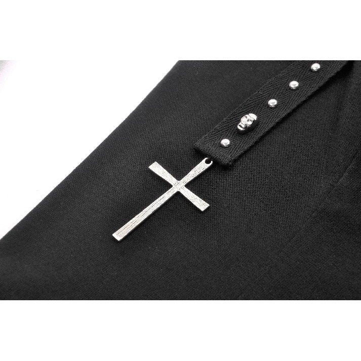 Dark in Love Seraphine Black Lace Off-Shoulder Goth Top with Cross