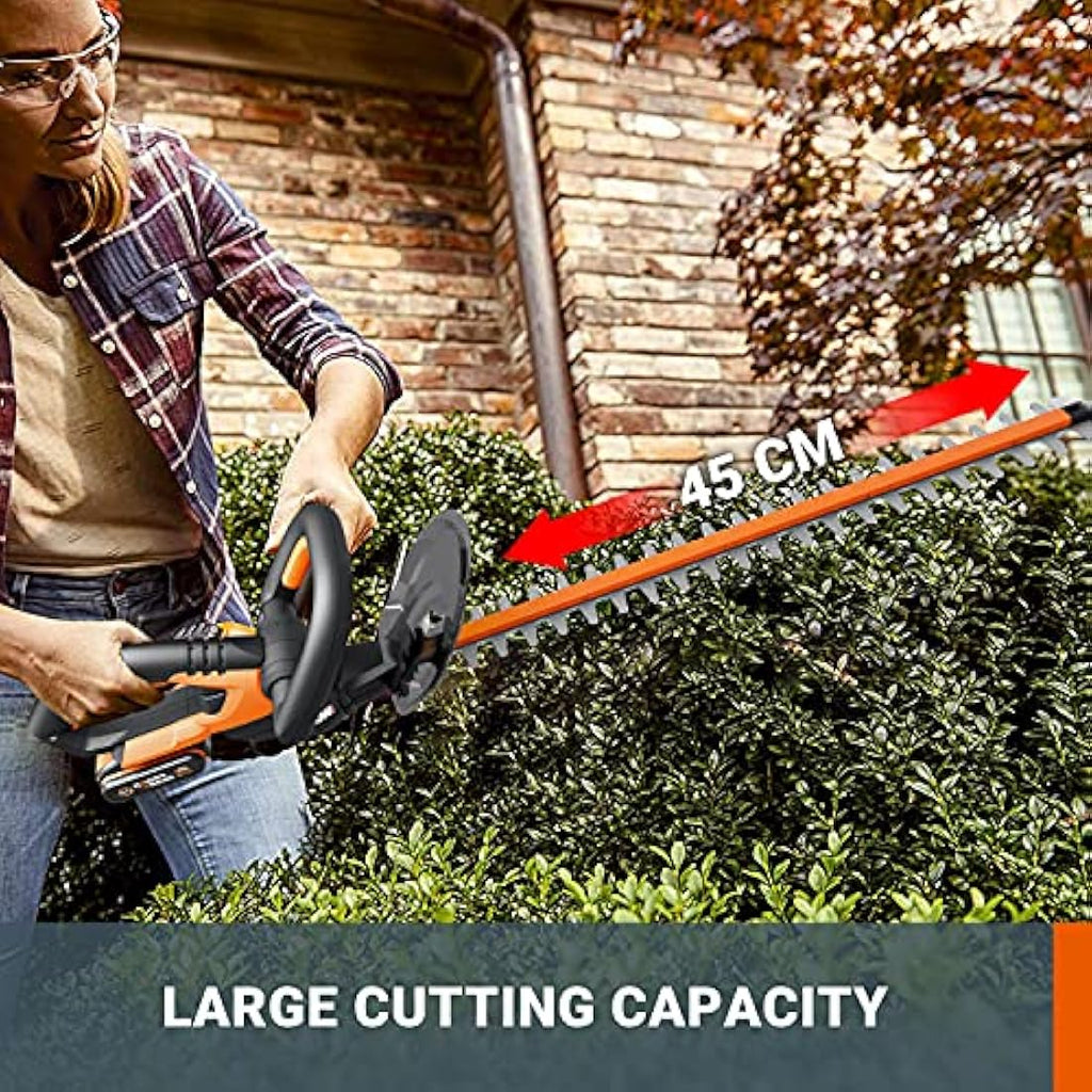 Worx WG261E.9 20V Cordless Hedge Trimmer – 45cm Dual-Action Blade