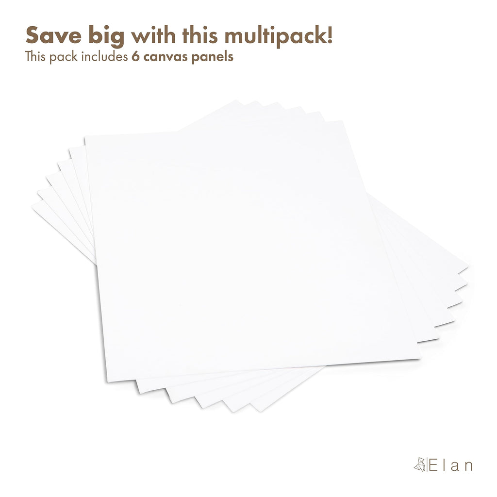 Elan 100% Cotton Canvas Panels 50x60cm | 6-Pack Quadruple Primed Boards