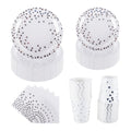 CEILIWEN Silver Polka Dot Party Tableware Set - 100pc Disposable Plates & Cups