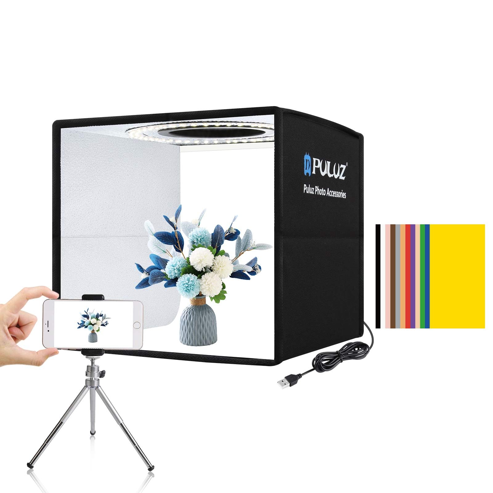 PULUZ 25cm Mini Photo Studio Box | Portable LED Light Box with 6 Backdrops