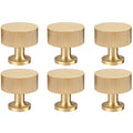 RZDEAL Solid Brass Cabinet Knobs | 6-Pack Brushed Gold Drawer Pulls