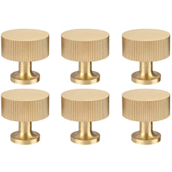 RZDEAL Solid Brass Cabinet Knobs | 6-Pack Brushed Gold Drawer Pulls