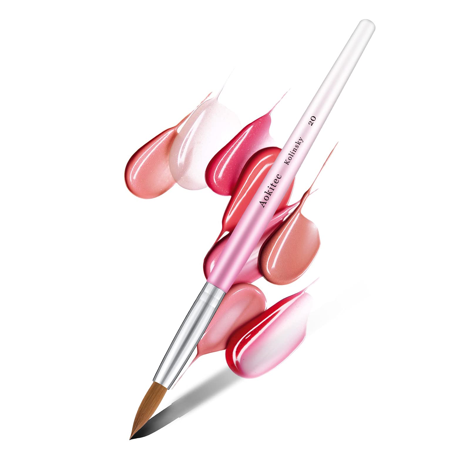 Aokitec 100% Kolinsky Sable Acrylic Nail Brush | Size 20 Oval Wood Handle