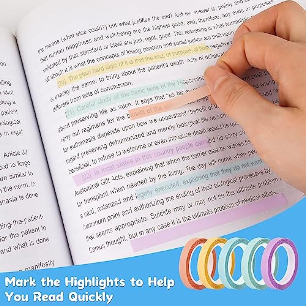 Hoiny Highlighter Tape | 10 Rolls Transparent Sticky Annotation Strips