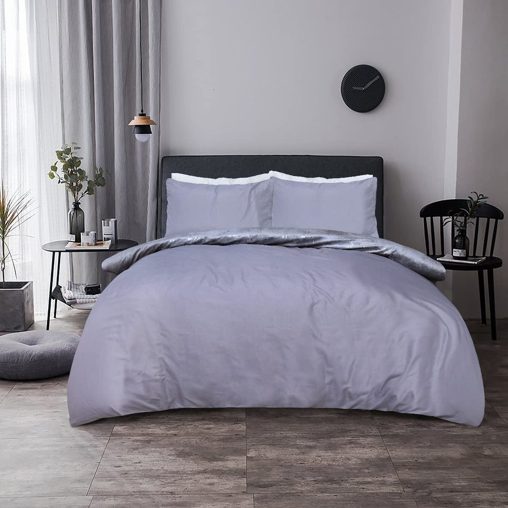 Sleepdown Marble Velvet Metallic Duvet Cover Set - Grey - Super King