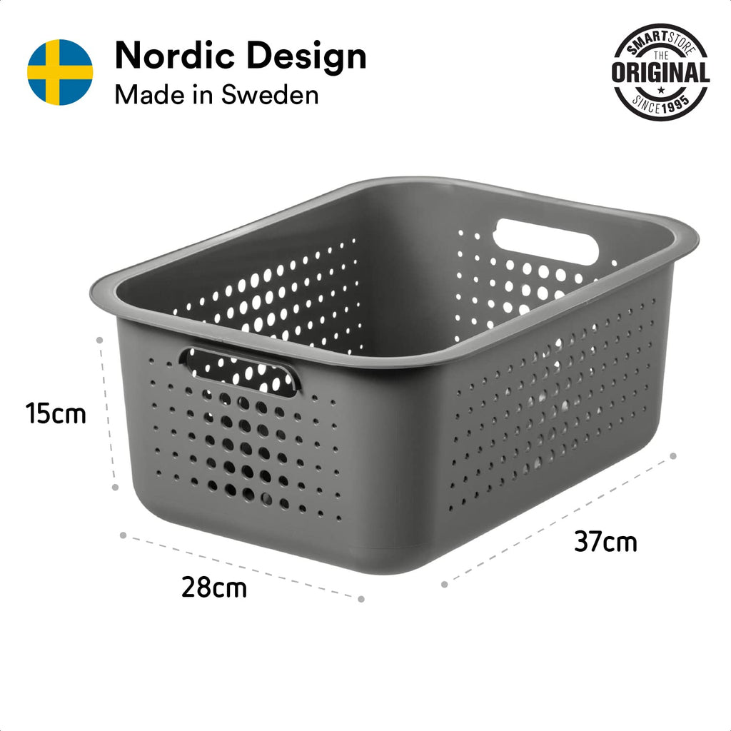 SmartStore 10L Recycled Plastic Storage Basket with handles - Taupe - Sustainable, Stackable and Nestable - 10 Year Guarantee - Medium basket - image 2