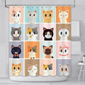 AIBIIN Cat Shower Curtain | Colorful Checkered Waterproof Fabric – 71x71in