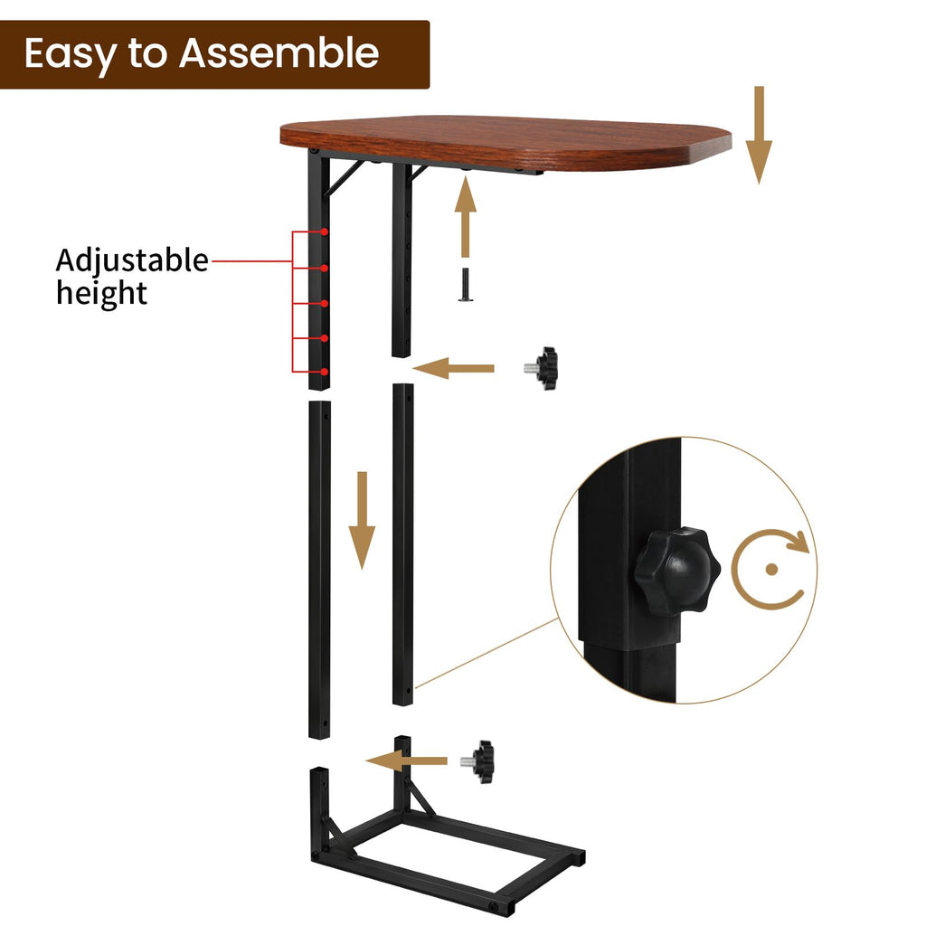 OFIDELITY Side Table, Height Adjustable C table, End Table for Sofa, Couch & Bedside - image 4
