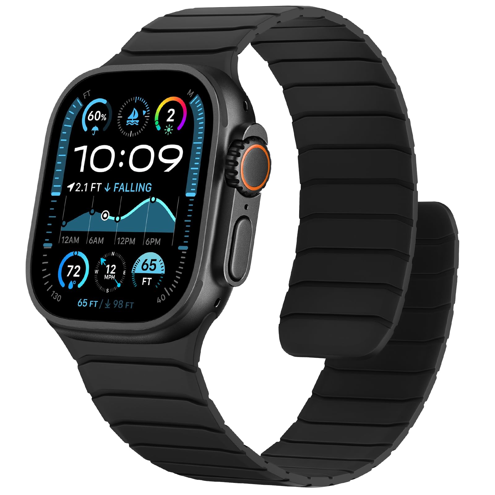 Sixmoat Magnetic Silicone Sport Band for Apple Watch 42-49mm | Black