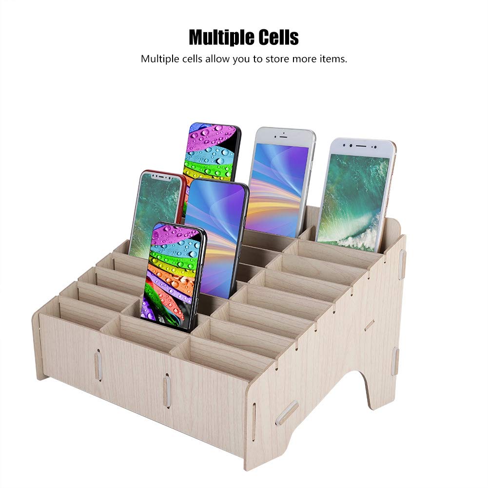 24 Grids Wooden Storage Box Mobile Phone Management Racks Desk Tidy for Watches, Wallets, Coins, Keys Accessories Organizer Storage Container - image 2