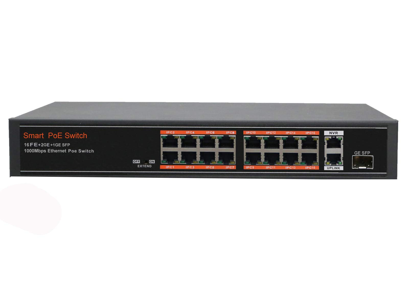 SECUPOE 16-Port Fast Ethernet PoE Switch | 2 Gigabit & 1 SFP Uplink