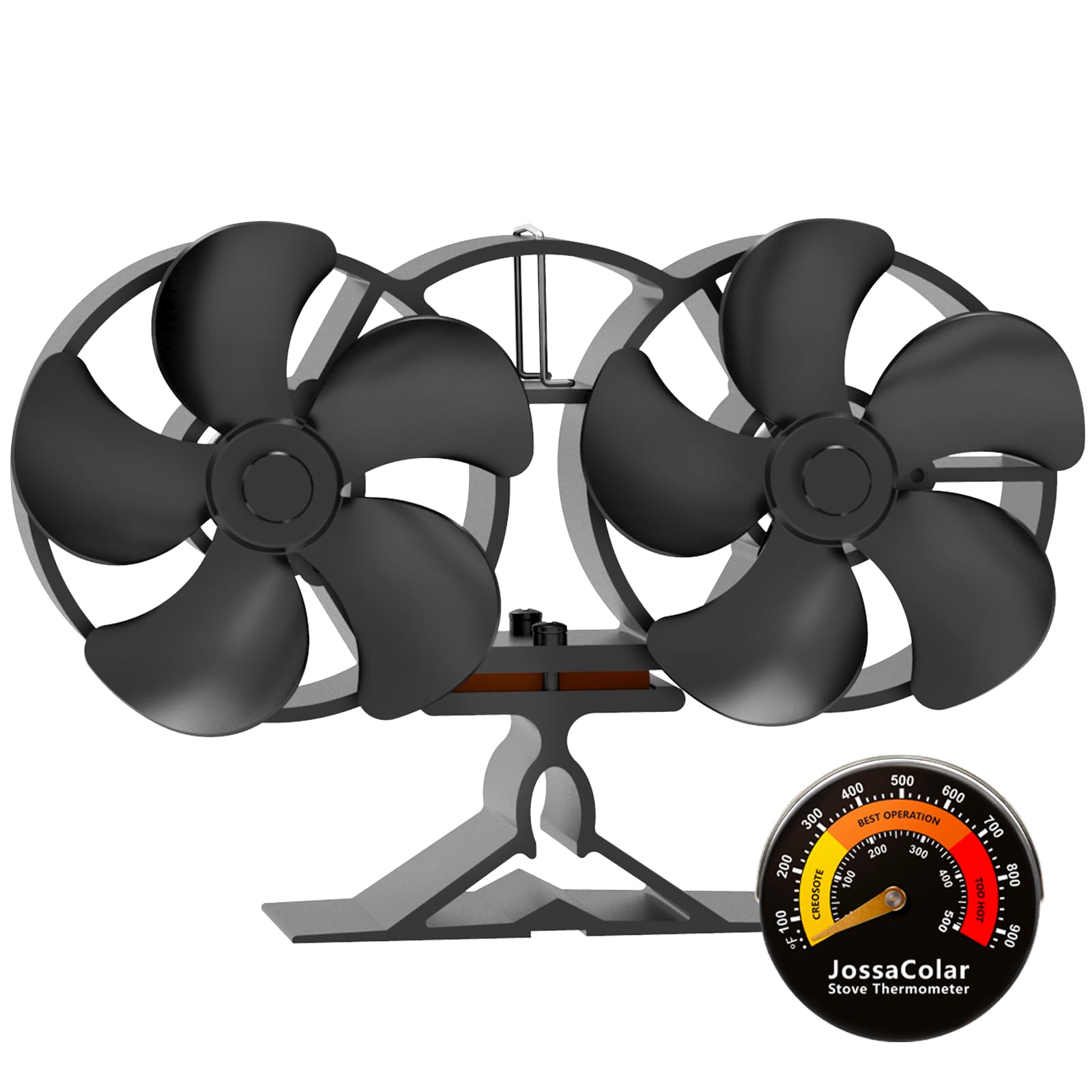 JossaColar 10-Blade Heat Powered Stove Fan with Thermometer | Silent