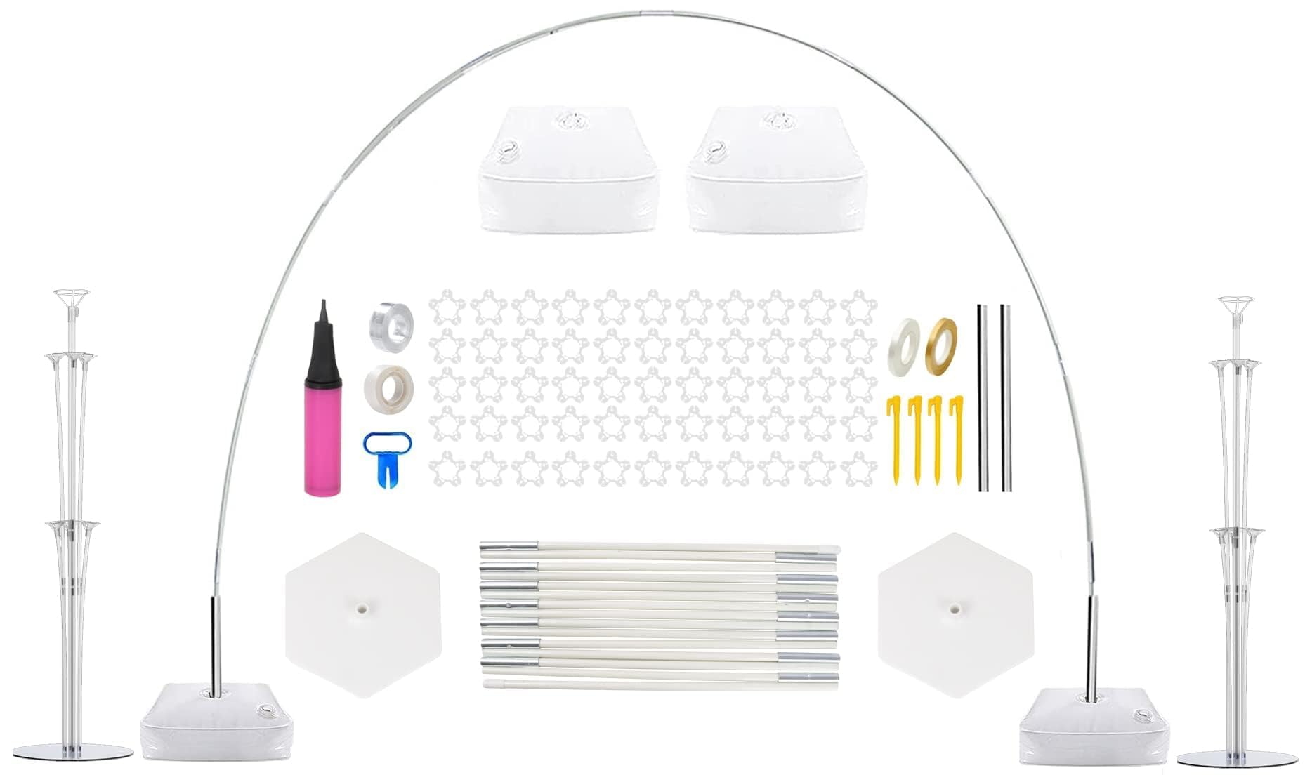 PILIN Reusable Balloon Arch Kit – White 2.3x3.2M Stand with Water Base