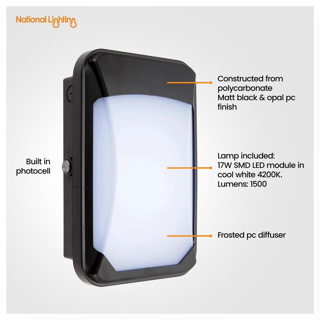 Jolof Lucca Mini LED Bulkhead | IP65 Outdoor Security Light with Sensor